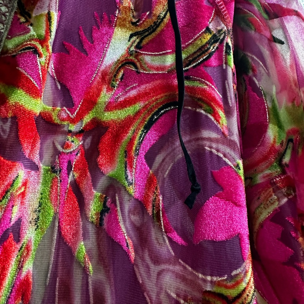 Vintage Custo Barcelona Velvet Burnout Tunic Top Y2K Boho Psychedelic Streetwear - Picture 7 of 15